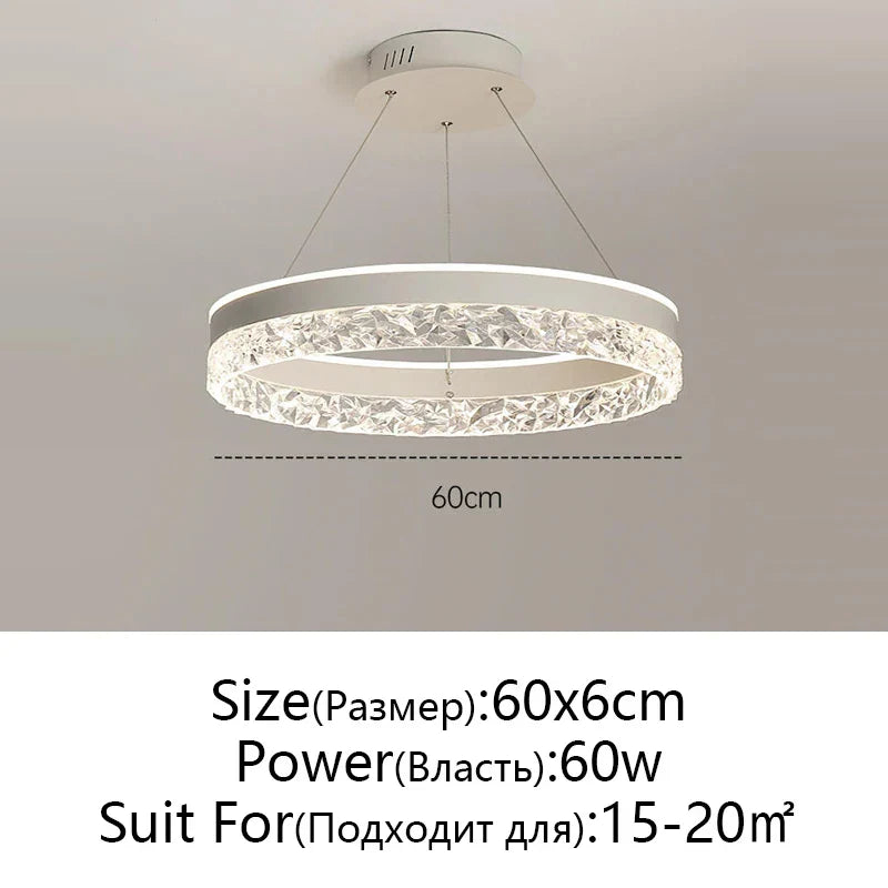 Crystal Rings LED Chandelier Black&White Frame