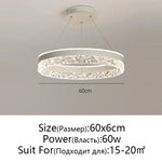 Crystal Rings LED Chandelier Black&White Frame