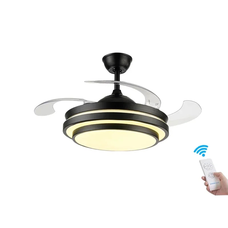 42" Retractable LED Ceiling Fan, Remote Control, Modern Design