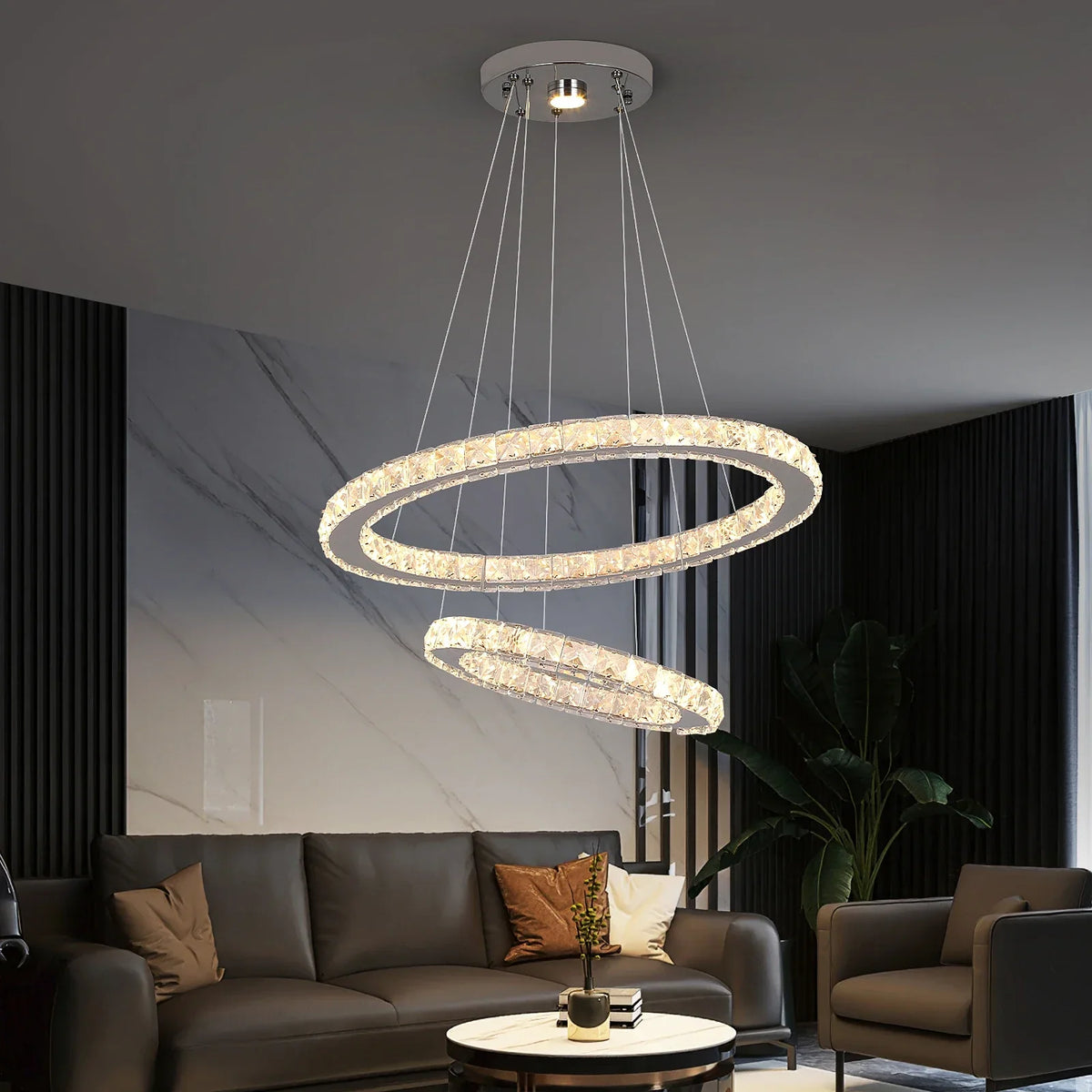 Luxury Crystal Dimmable Chandelier Pendant Light for Living Dining Room