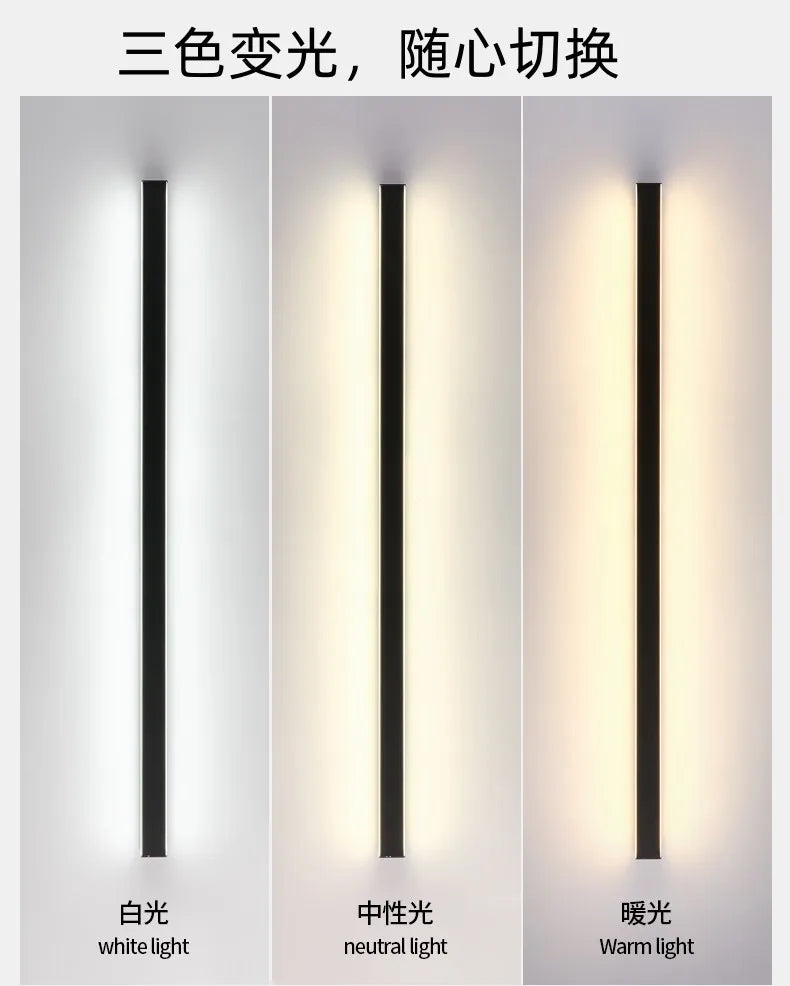 Minimalist Line Wall Lamp for Bedroom Headboard Hallway Creative Strip Light