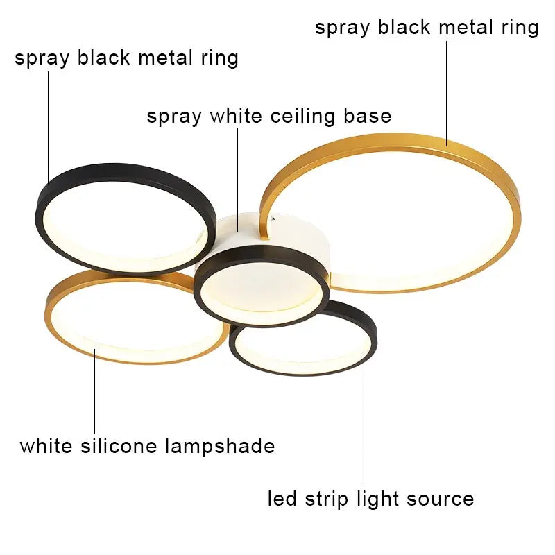 LED Ceiling Chandelier Remote Control Living Room Bedroom Kitchen Lamp White