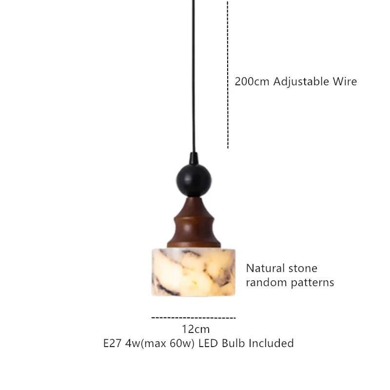 Natural Stone LED Pendant Lamp for Home Decor Living Dining Room