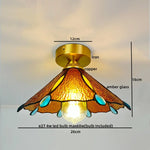 Modern Glass Copper LED Ceiling Light Fixture for Balcony, Living Room, Porch.