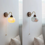 Shell Glass LED Wall Light Tiffany Style Bedside Lamp