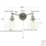 2 Head LED Wall Lamps Iron Glass Bedroom Stair Light Fixtures