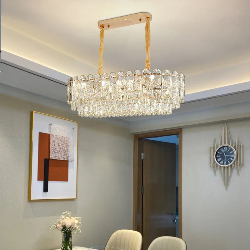 Crystal Chandelier LED Light: Modern Luxury Restaurant Hall Lighting