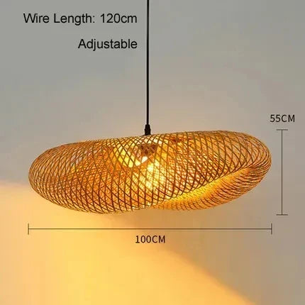 Bamboo Weave LED Pendant Light Chandelier - Vintage Handmade Rattan Hanging Lamp