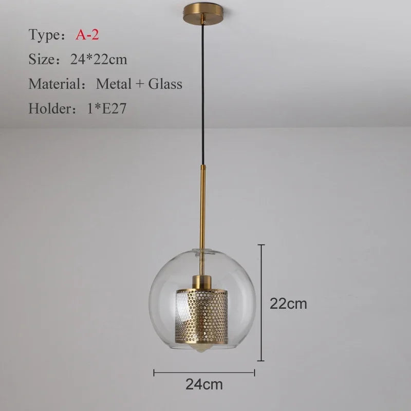Nordic Glass Pendant Light for Kitchen Coffee Bar Dining