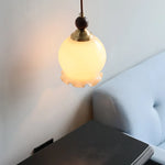 Walnut Wood Resin LED Pendant Lamp Adjustable for Modern Nordic Living Room