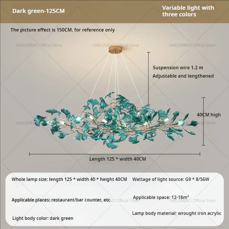 Gingko Leaf Chandelier: Modern Luxury Art Decor for Home, Restaurant & Bar