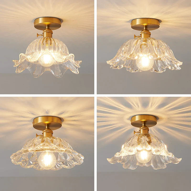 Glass Copper LED Ceiling Light - Simple Art Decorative Chandelier