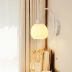 White Glass LED Wall Lights Modern Simple Pull Chain Switch Iron Stair Light