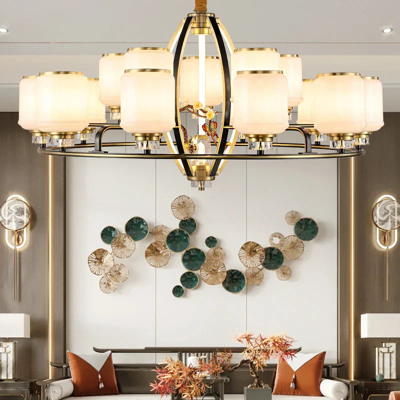 Luxe Jade Chandelier for Living Room and Villa Hall