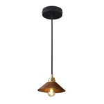 Japanese LED Pendant Light Vintage Style Wood Copper Hanging Lamp