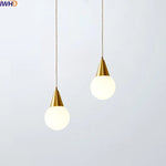 Nordic Copper Glass LED Pendant Light for Bedroom Living Room Corridor