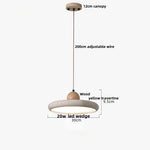 LED Wood Pendant Lamp Dining Living Room Adjustable Light Fixture