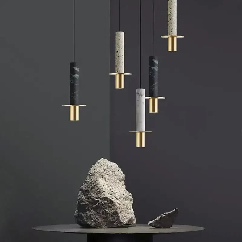 Small Chandelier Art Marble Terrazzo Single Head Pendant Light