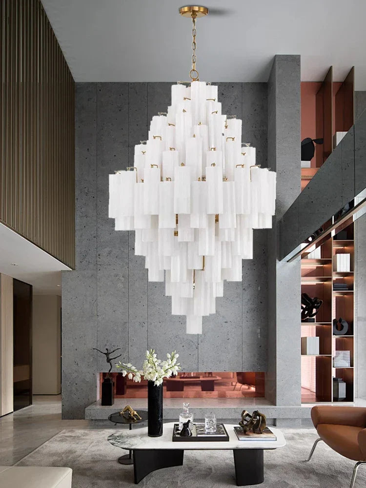 Classic Gray Glass Large Pendant Light - Vintage Lobby Hanglamp Lamparas