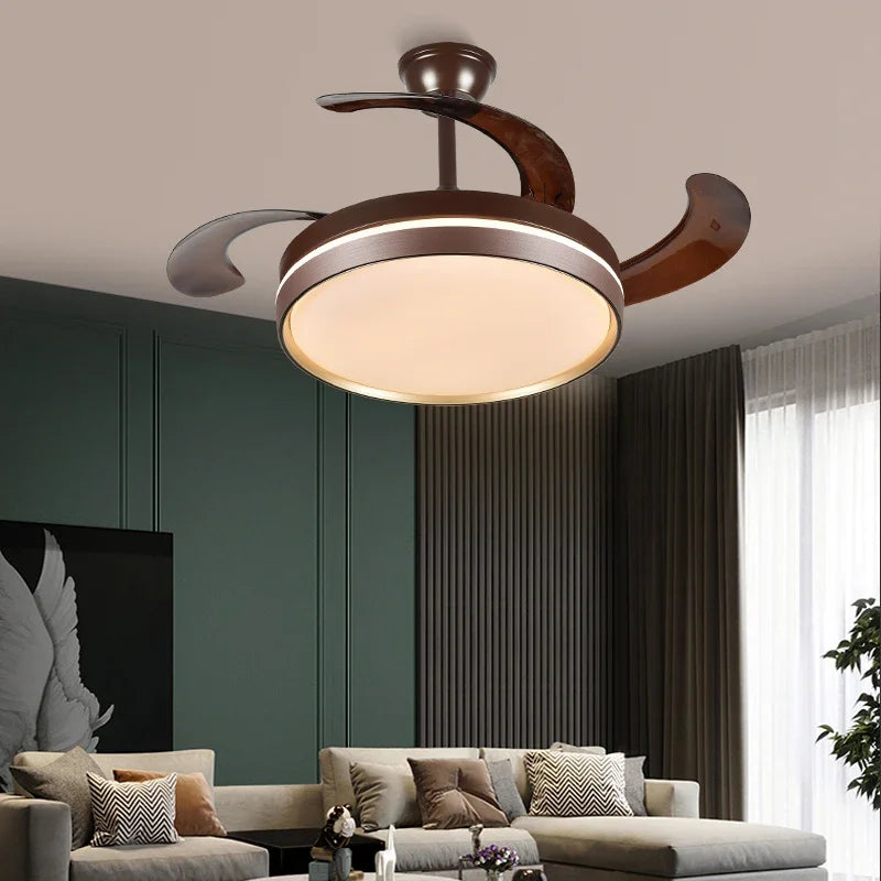 42" Modern Black White LED Ceiling Fan Remote Control Lighting for Dining Room Bedroom
