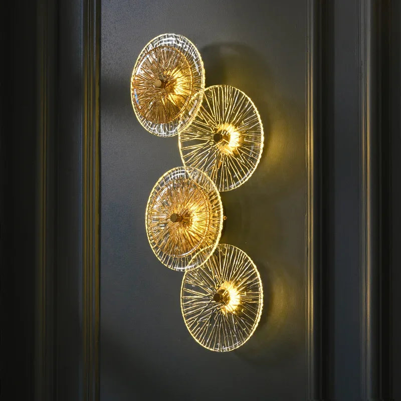 Round Glass Metal Wall Sconce Light for Bedroom Decoration