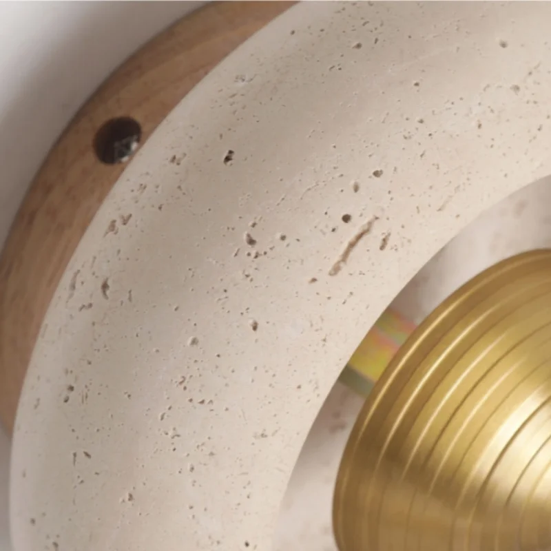 LED Ceiling Lamp Natural Yellow Travertine Walnut Wood Ceiling Lights