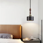 LED Pendant Lights Black Travertine Table Hanging Lamp for Bedroom Living Dining Room