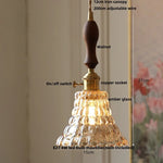 Afralia™ Green Glass LED Pendant Lamp | Modern Nordic Wood Walnut | Brass Knob Switch | Hanging Light