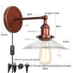 Vintage Industrial LED Wall Lamp with Clear Glass Shade