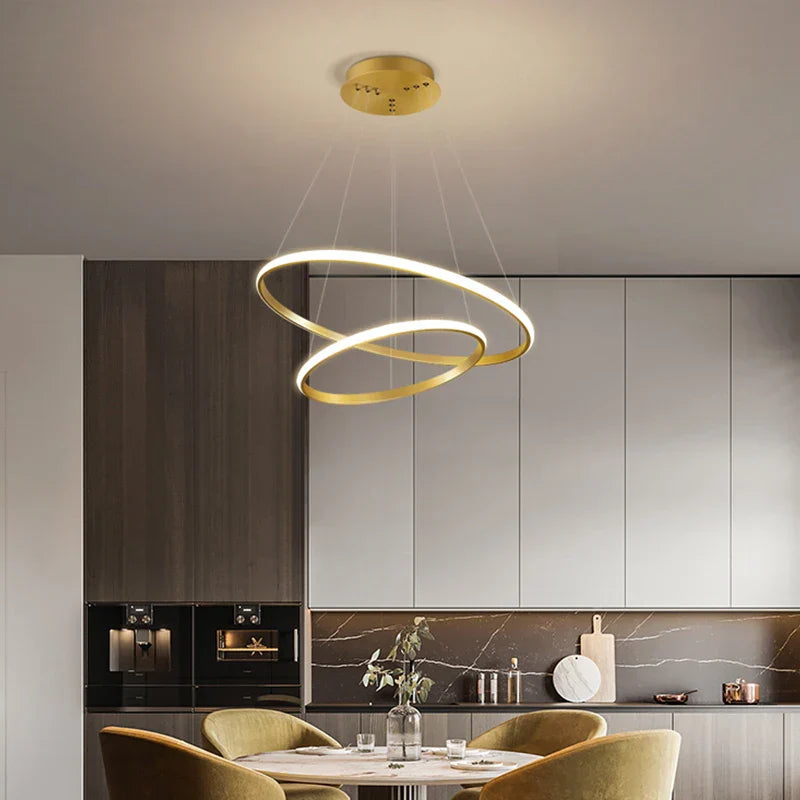Black Ring LED Pendant Chandelier for Living Room, Dining Room, Kitchen