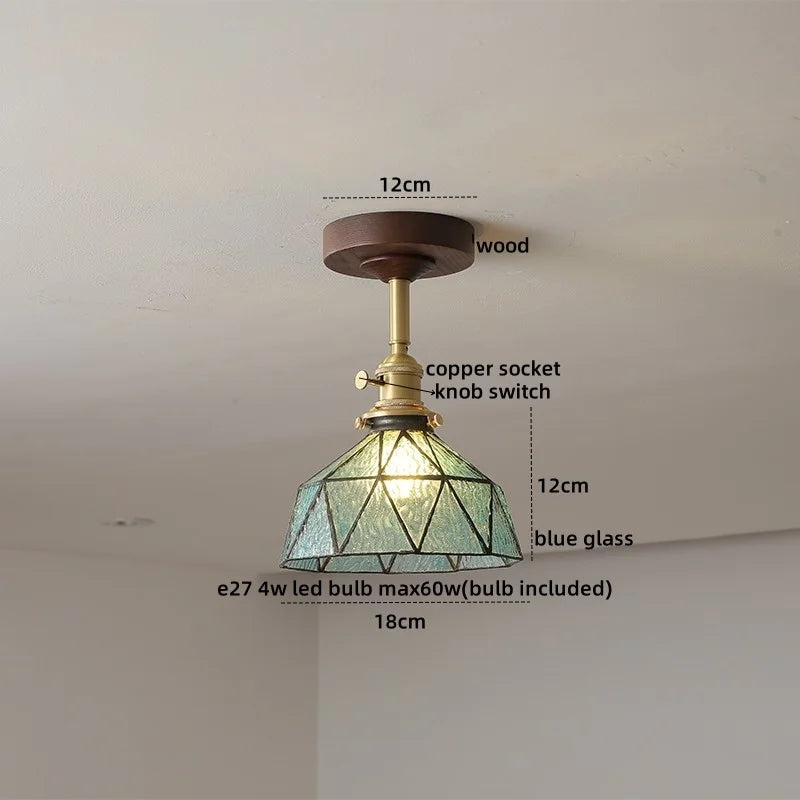 Yellow Glass LED Ceiling Lamp - Modern Nordic Style Lighting Fixtures