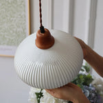 Ceramic Wood LED Pendant Lights - Adjustable Vintage Hanging Lamps