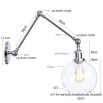 Vintage Loft LED Wall Lights Pull Chain Switch Glass Chrome Wall Lamp