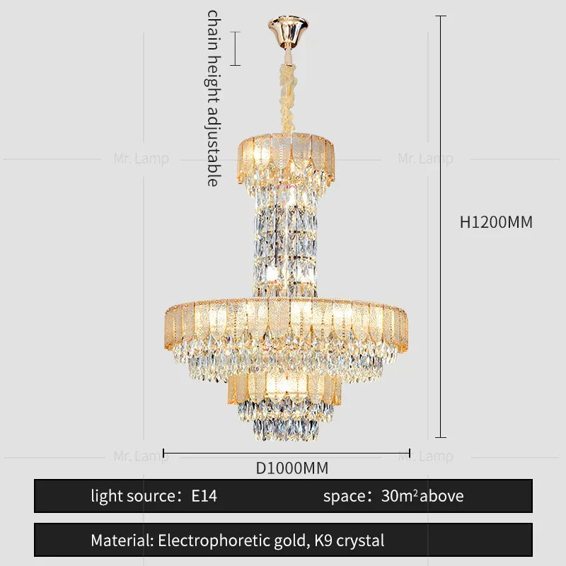 Crystal Chandelier: Postmodern Multi-layer Luxury for Living Room, Hotel Lobby, and Villa