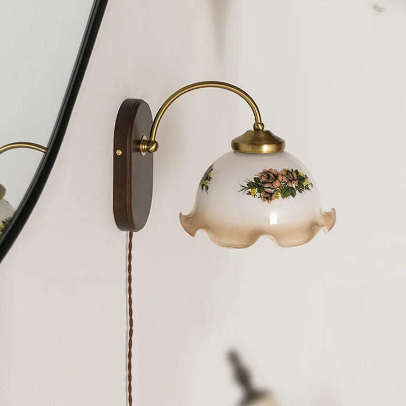 Glass Copper LED Wall Lights - Nordic Modern Bedroom Bathroom Living Room Lamp