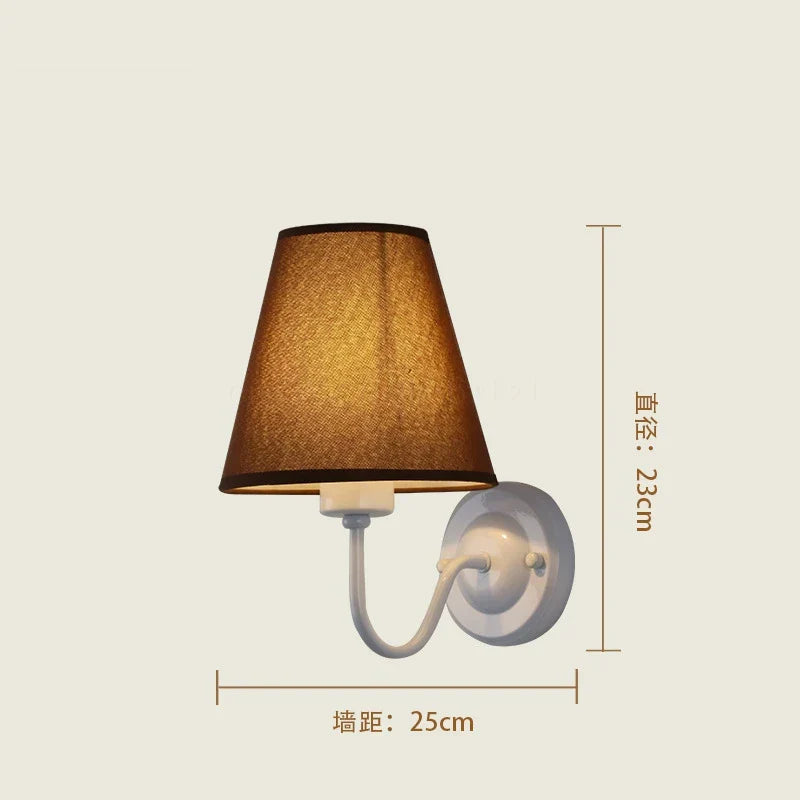 Fabric Lampshade Wall Sconce with LED Bulb for Home Decoration