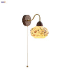 Shell Glass LED Wall Light Tiffany Style Bedside Lamp