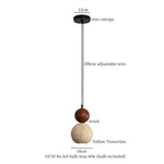 Afralia™ Creative Stone LED Pendant Light Yellow Travertine Nordic Minimalism Hanging Lamp