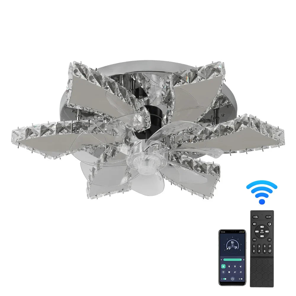 Crystal LED Ceiling Fan: Remote Control Chandelier for Bedroom & Living Room