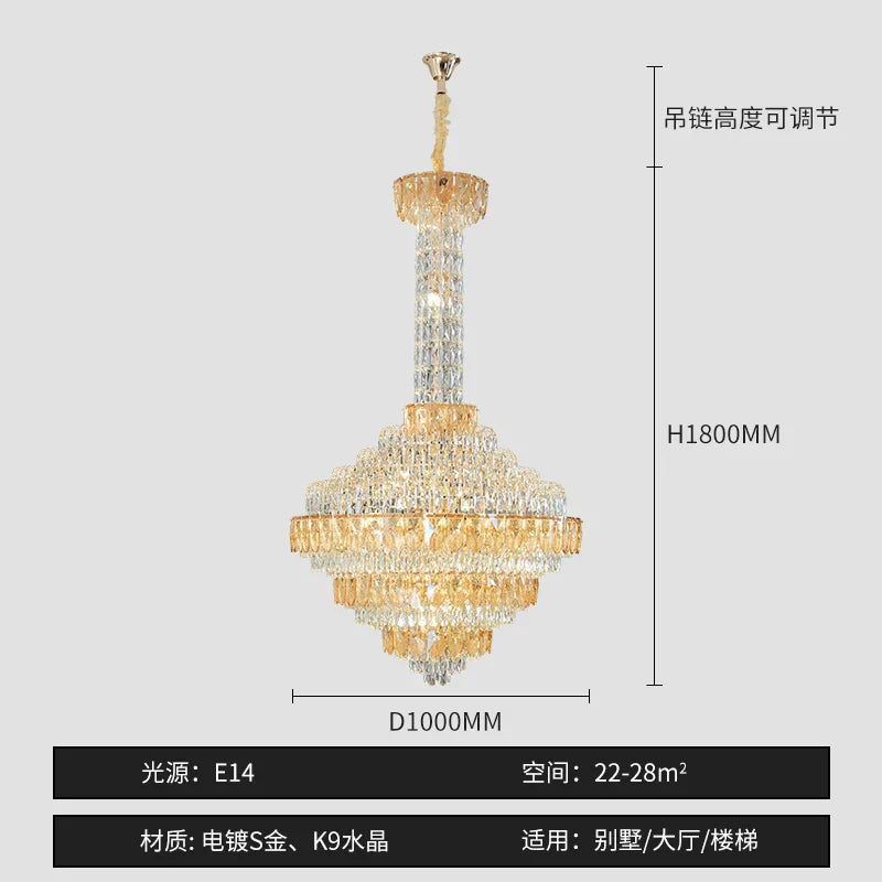 Crystal Chandelier for High-End Designer Duplex Living Room