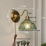 Afralia™ Blue Glass Copper LED Wall Light Fixture Stair Bar Restaurant Bedroom E27