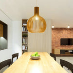 Wooden Bird Cage Pendant Lamp - Nordic Ceiling Hanging Light for Dining Room