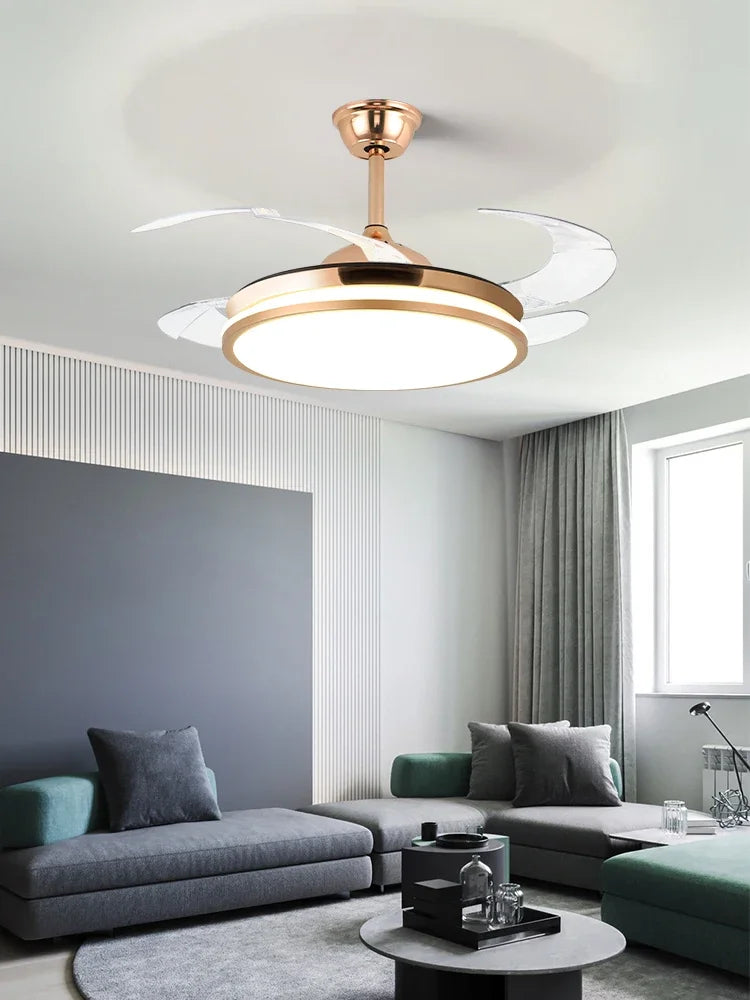 LED Fan Lamp: Modern Invisible Ceiling Chandelier for Living Room, Bedroom & Dining Room