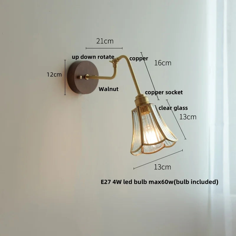Shell Glass LED Wall Light Tiffany Style Bedside Lamp
