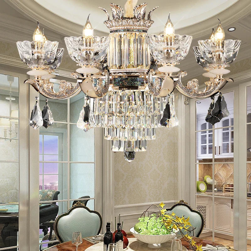 Duplex European Crystal Chandelier for Staircase with Hollow Design