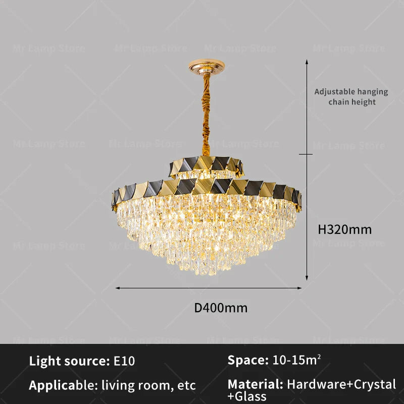 Modern Crystal Chandelier for Living Room Dining Bedroom LED Lighting
