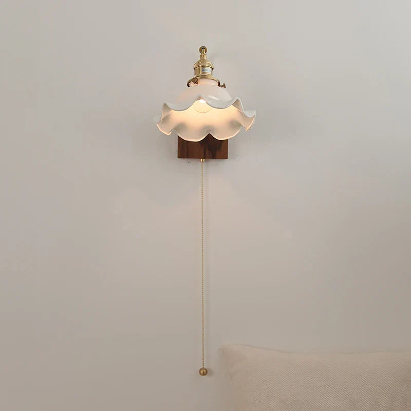 Walnut Brass Ceramic LED Wall Sconce | Modern Nordic Rotatable Stair Light