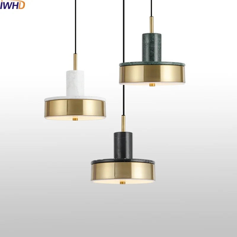 Marble Copper LED Pendant Light - Modern Hanging Lamp Chandelier