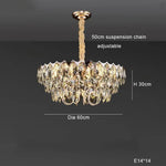 Nordic Crystal Chandelier Dimmable LED Pendant Lamp for Elegant Living Room Décor