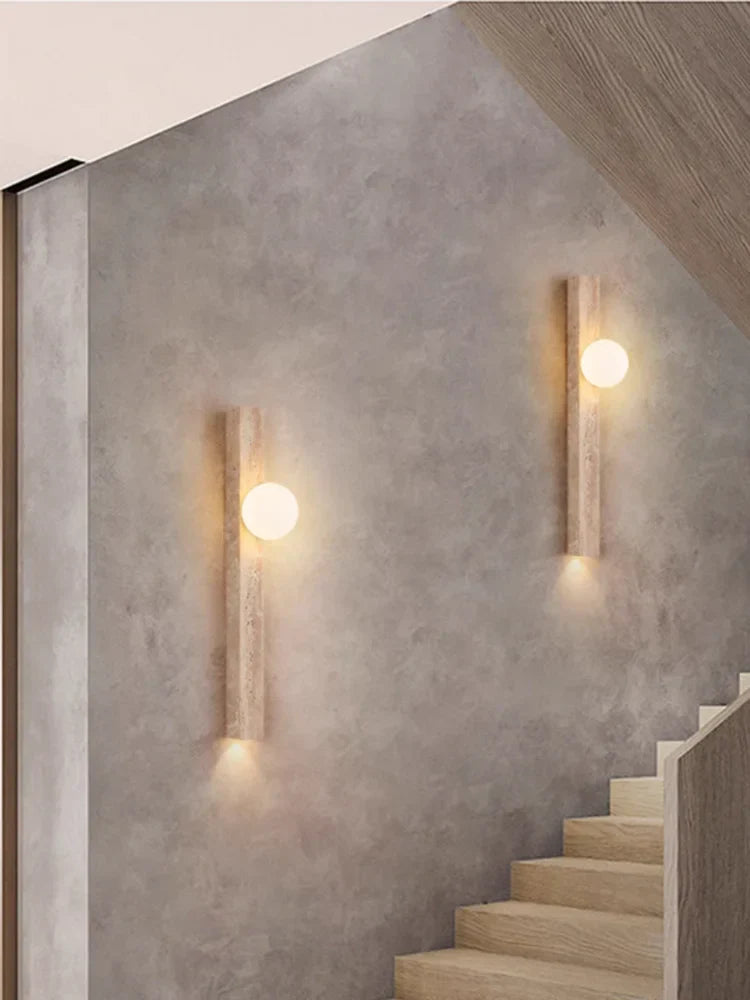 Retro Stone Wall Lamp: Japandi Long Sconces for Cozy Living Spaces